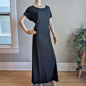 Vintage Y2K Liz Claiborne Black Knit Maxi Dress Witchy Minimalist Whimsygoth XL
